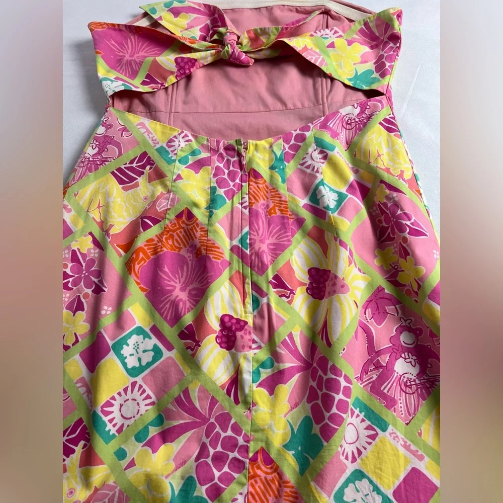 Lilly Pulitzer Patchwork Rock Hula Monkey Strapless Vacation Resort Beach Dress - Picture 9 of 10